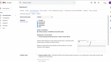 Gmail – kategorie, třídění hromadných zpráv