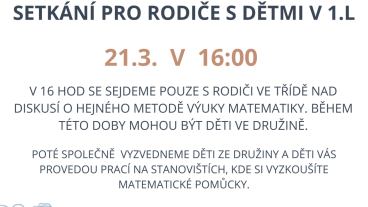 Pozvánka na matematické setkání pro rodiče